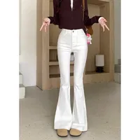 High Waist White Bell Bottom Jeans Women's Summer New Slimming Long Ankle Bootcut Denim Pants Straight Leg Trousers