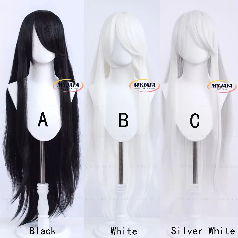 100cm Long Straight Cosplay Wig Anime Compatible Universal Omnipotent Solid Color Heat Resistant Synthetic Hair Wigs + Wig Cap