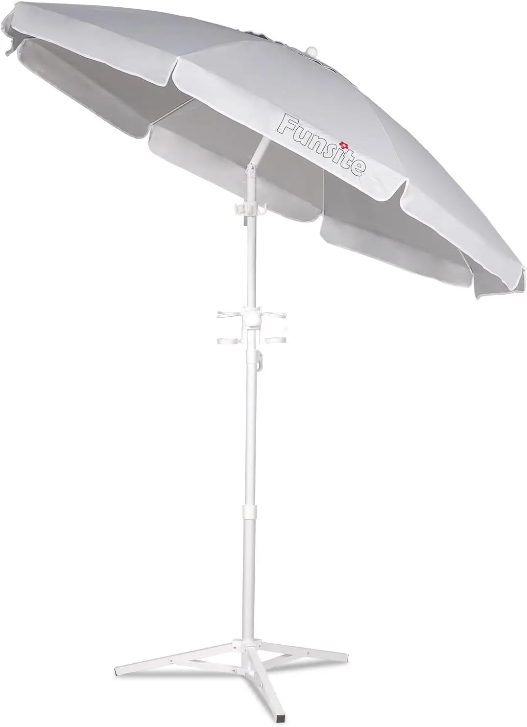 

Портативный пляжный зонт 6,5 футов с регулировкой наклона, защитой от УФ-излучения 50+, алюминиевой стойкой и прочным креплением для использования на песке и патио