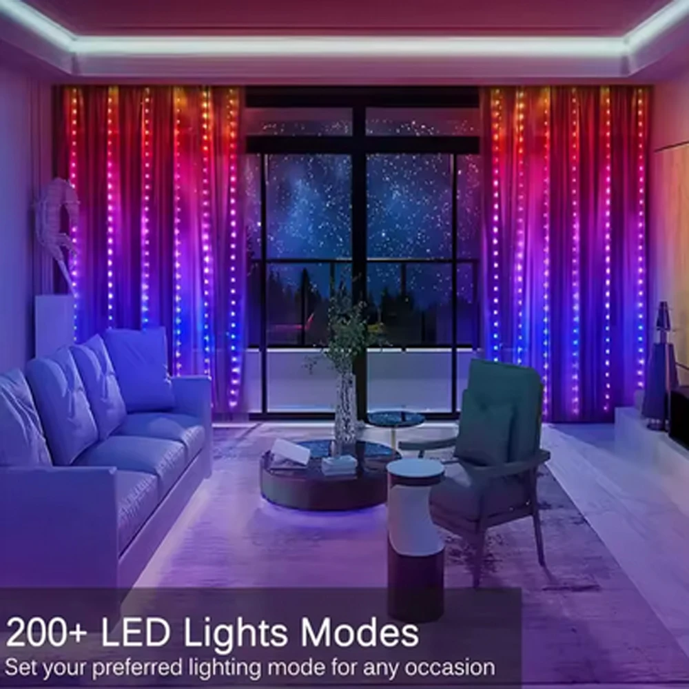 3M RGB الذكية LED الستار أضواء زينة عيد الميلاد APP عن بعد USB جارلاند سلسلة ضوء الجنية مصباح الزفاف عطلة غرفة نوم في الهواء الطلق #4