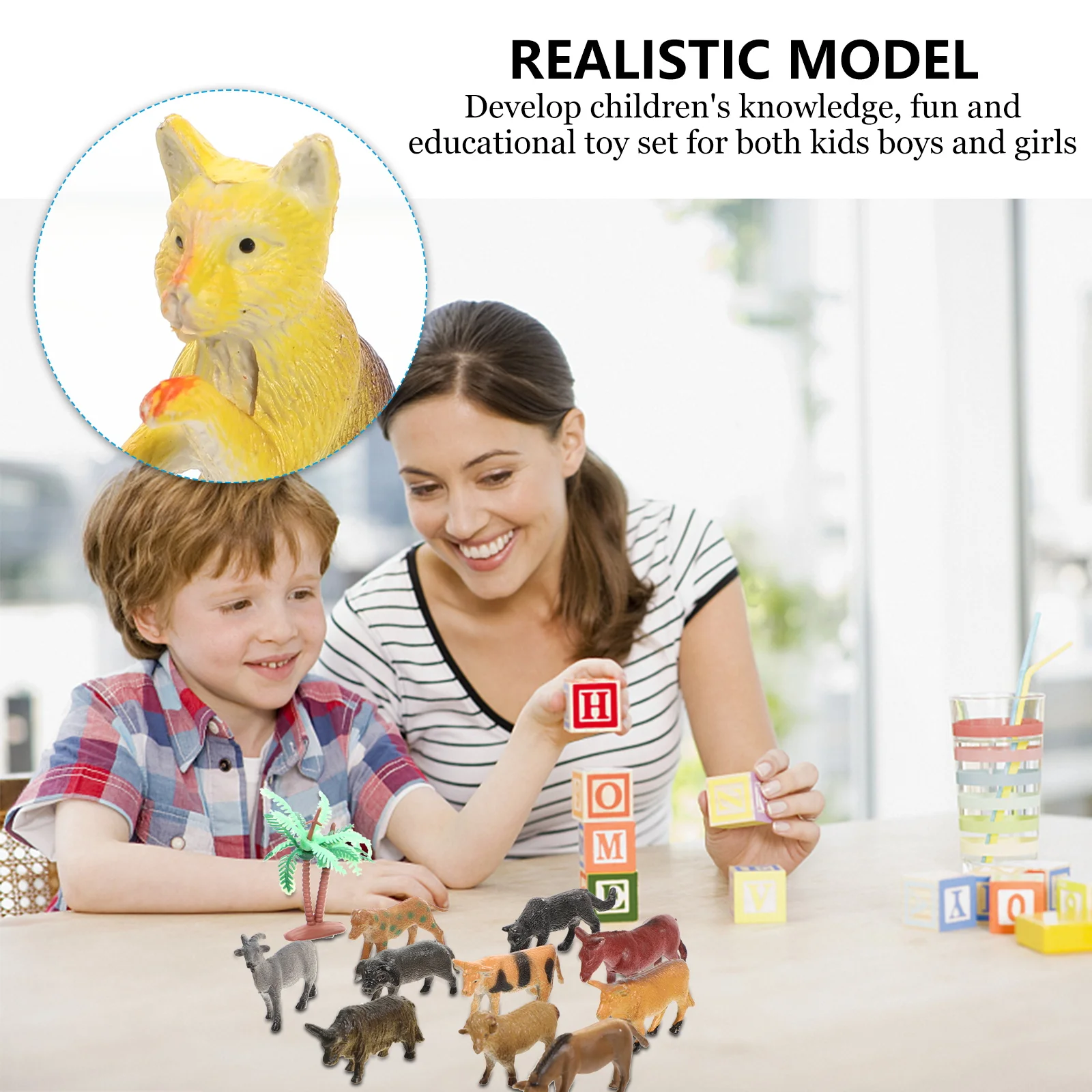 مجموعة من 12 قطعة تماثيل حيوانات المزرعة واقعية تعليمية للعب التخيلي وتنمية الإدراك للأطفال