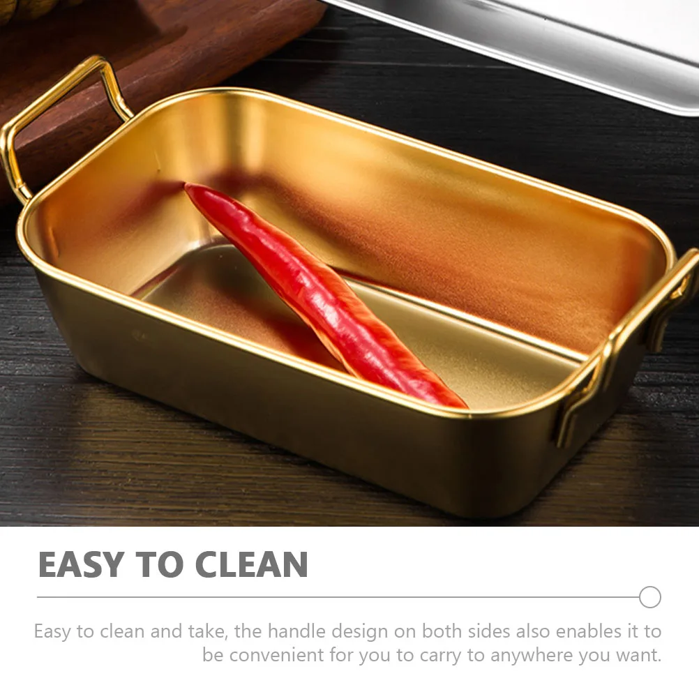 

Stainless Steel Food Tray Dried Fruit Plate Snack Container Rectangle Serving Tray Metal Trays Storage Coffee Table H