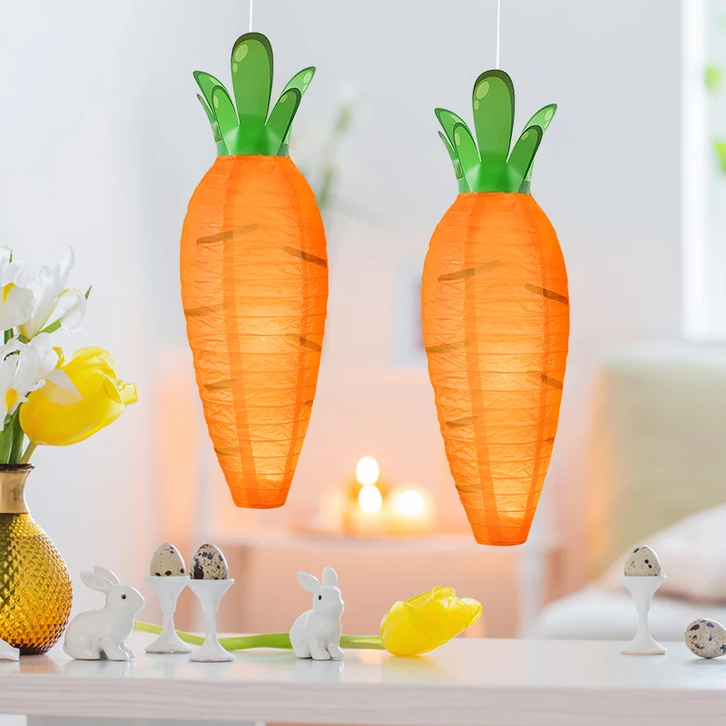 

Easter Carrot Lanterns Folding Lampshades Carrot Hanging Lantern Spring Easter Kids Girls Boys Happy Birthday Party Decoration