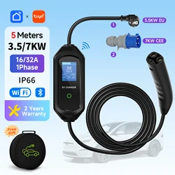 3.5KW Portable EV Charger for Tesla Model 3/X/Y/S 7KW Electric Car Charger NACS Fast Charging Cable WiFi APP Bluetooth Control