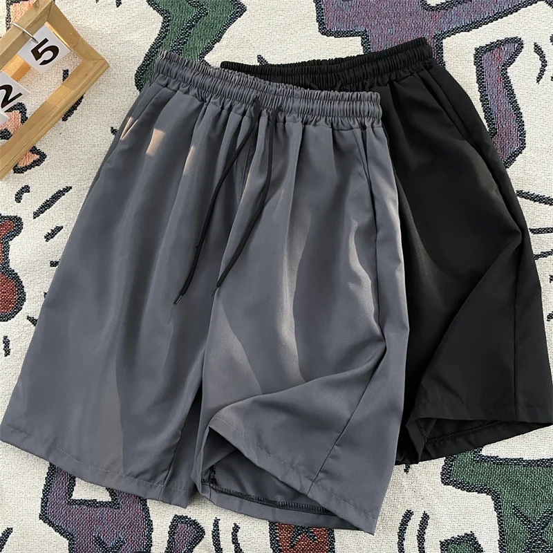 

Летние мужские шорты из ледяного шелка, свободного кроя, тонкие, длиной до колена, повседневные, спортивные, модные, универсальные, больших размеров, для активного отдыха, молодежные