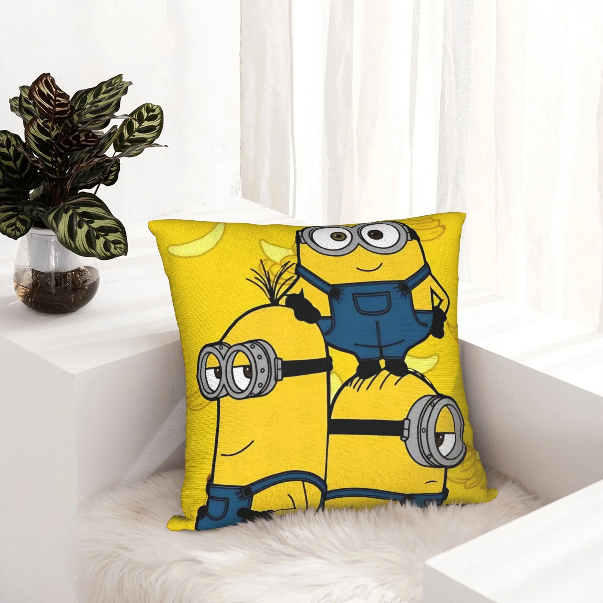 M-Minions-s Banana Cartoon Comedy Pillowcase Printing Cushion Cover Decoration Throw Pillow Case Cover Seater Drop Shipping