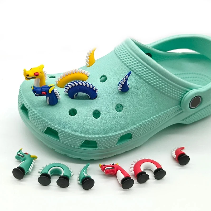 3PC/Set Spoof Cartoon China Dragon PVC Hole Shoe Charms Fit Croc Snake Decorations Buckle DIY Funny Shoe Accessories Unisex Gift image 2