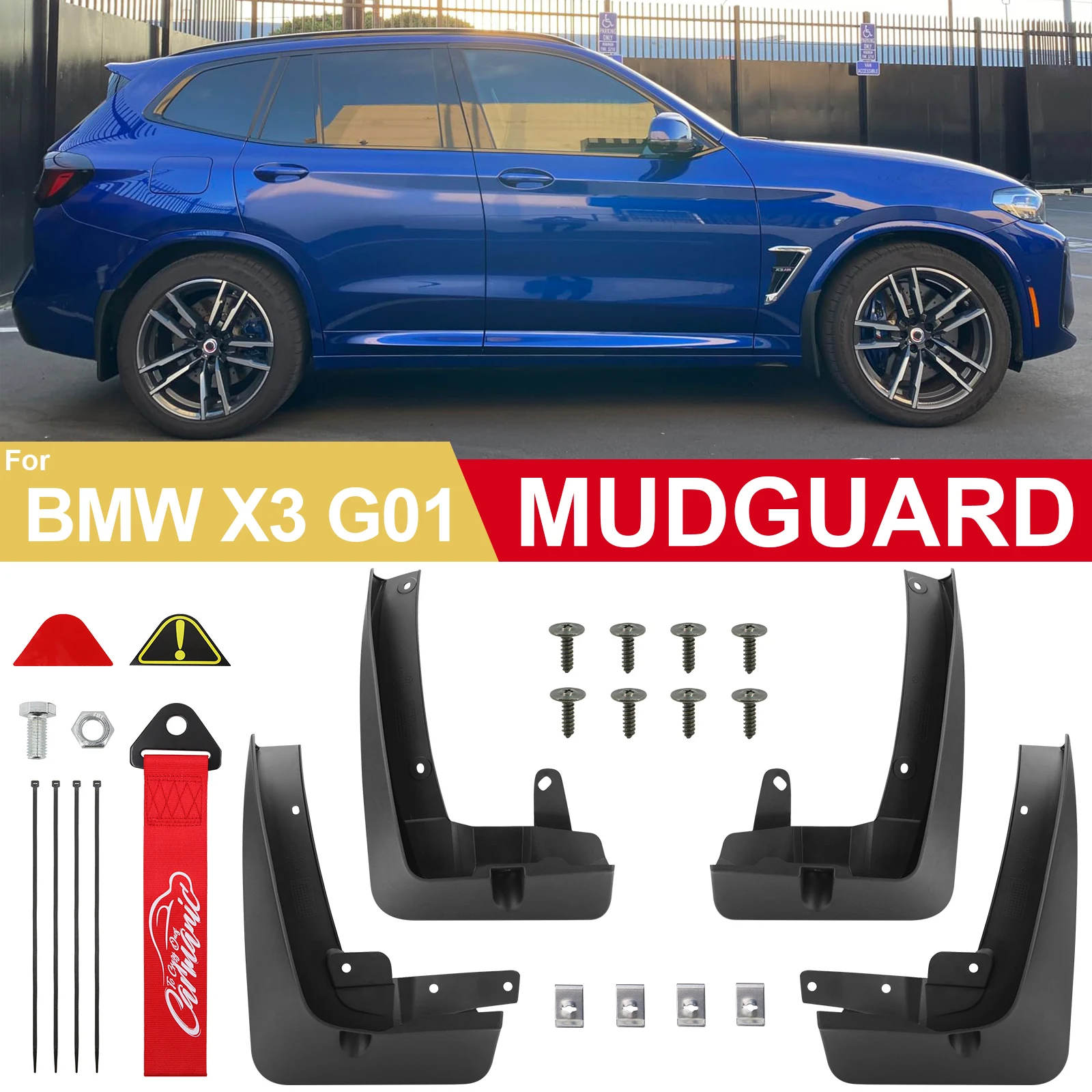 For BMW X3 G01/G01 M Sport 2018-2023 Mudguards With Tow Strap Styling Fender Front Rear Mud Flap Splash Guards Auto Parts