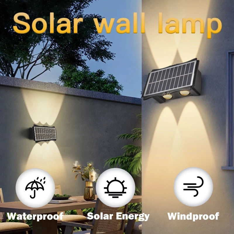 Lámpara Solar de pared para exteriores, luz Led RGB impermeable, 4W, 6W, 8W, para balcón, casa, patio, jardín, decoración del hogar