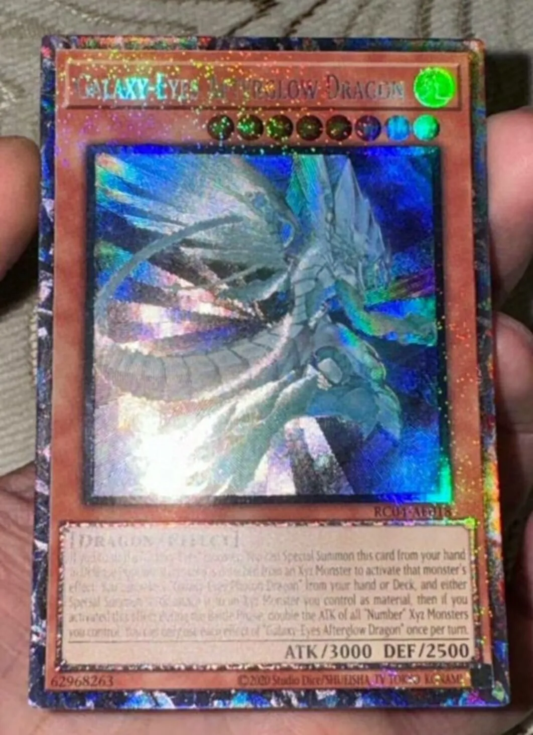 Yugioh KONAMI Duel Monsters RC04-AE018 Galaxy-Eyes Afterglow Dragon Collector หายากเอเชียคอลเลกชันภาษาอังกฤษ Mint Card