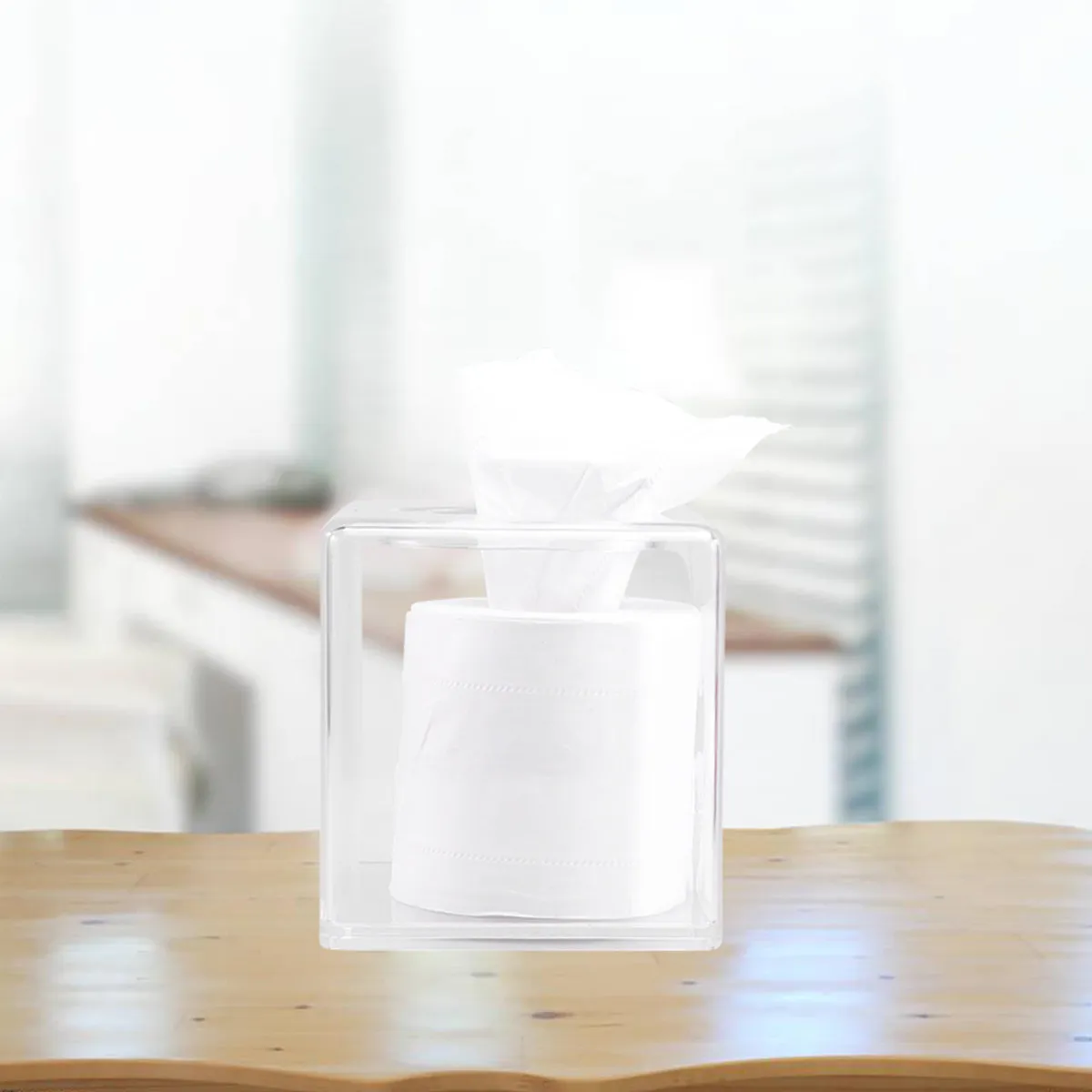 Fashion Acrylic Square Tissue Box Transparent Tissue Holder Paper Storage Case Home Car Office Bedroom Bathroom Decor - view 5