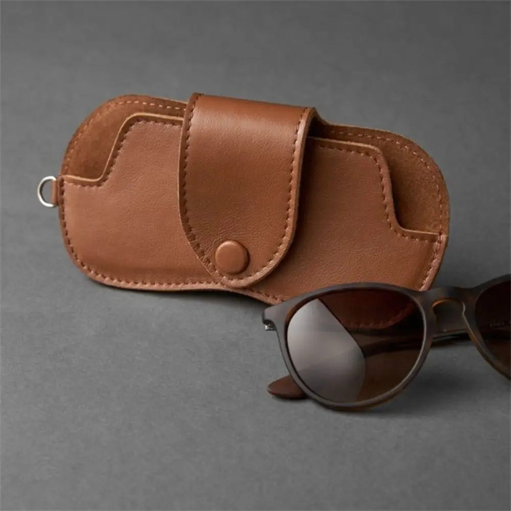 Hanging Neck PU Leather Glasses Bag Sunglasses Pouch with Hanging Buckle Glasses Storage Bag Eyewear Protector Case Korean Style
