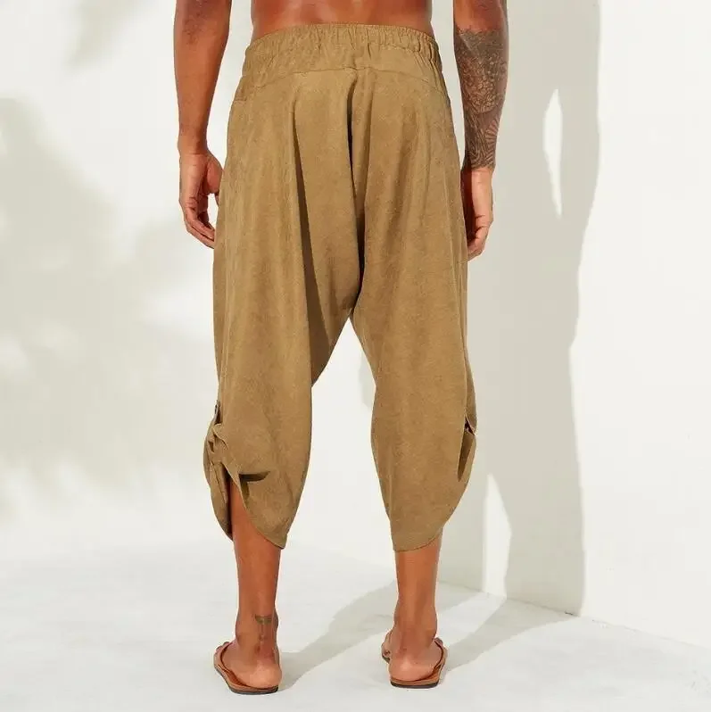 Pantaloni casual da uomo in stile etico retrò Pantaloni larghi da salotto medievale Pantaloni da pirata vichingo Peasants Cosplay