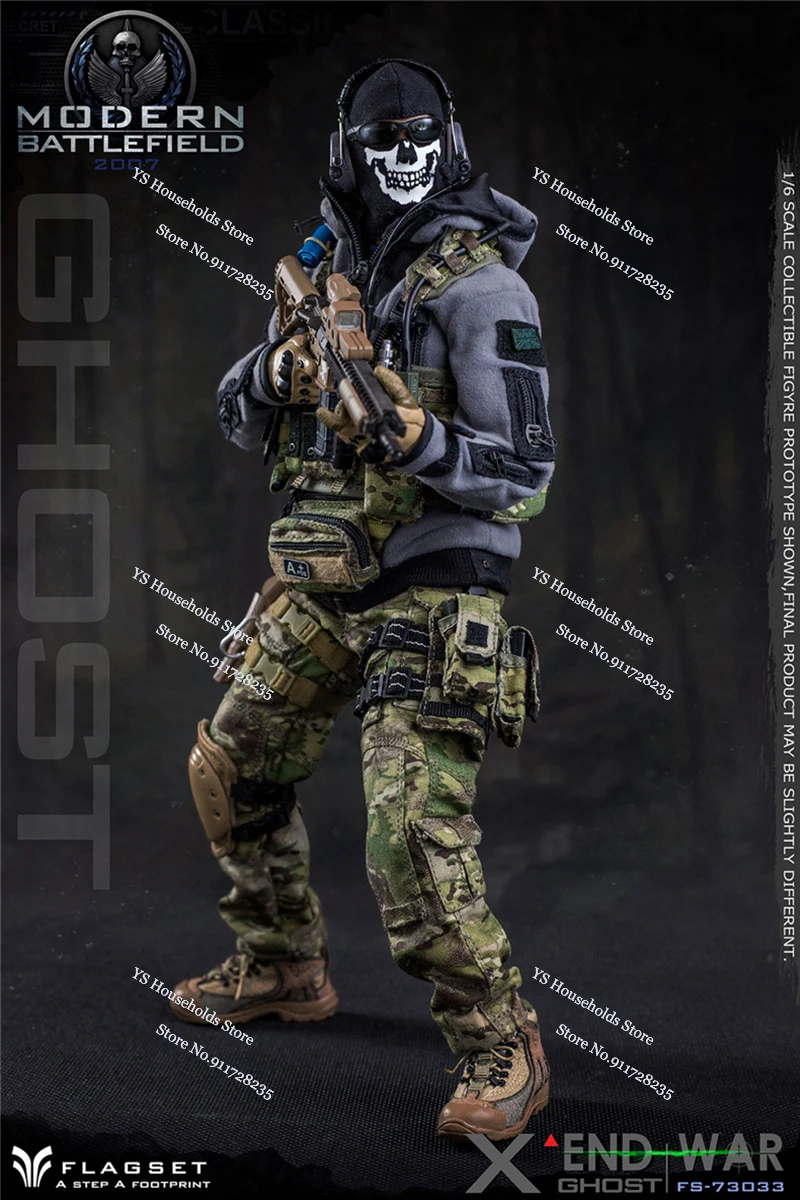 Auf Lager Flagset 73033 1/6 Ghost Team Maske Design Mann Soldat Modell Moder Schlachtfeld 2007 Filmrolle Original 12 "Action figur