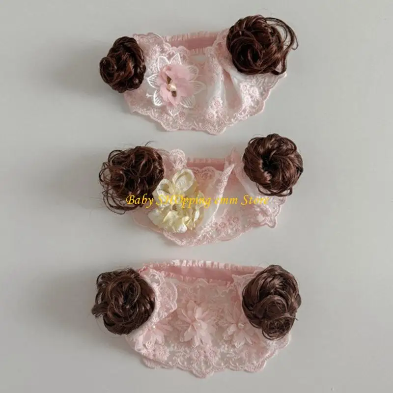 

23GD Lovely Headband Infants Headdress Hairpiece 0-2Y Newborns Headwear Trendy Buns Hairband Decor for Baby Girls