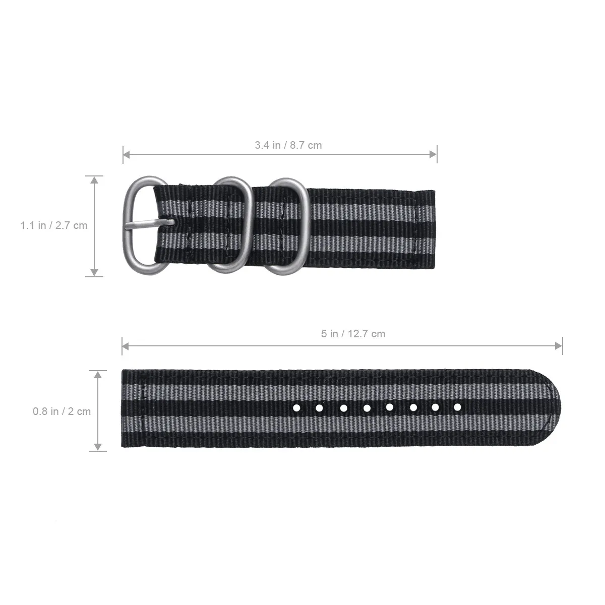 20Mm Nylon Watch Strap High End Stylish Breathable Lightweight Sweat Resistant Watch Band for Sports Outdoor Activities Black