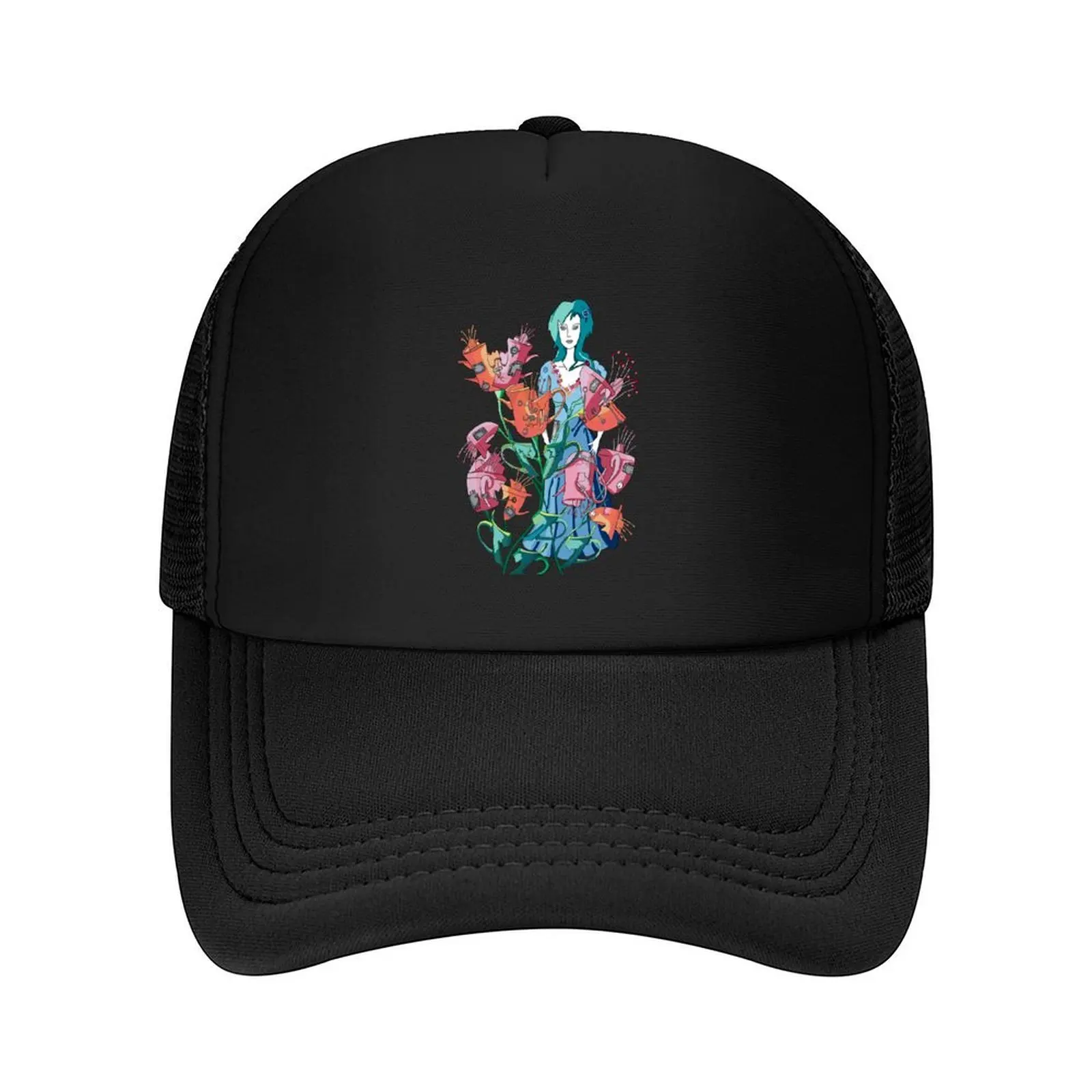 

Woman and flowers from broken cups Baseball Cap Hat Man Luxury Visor funny hat Big Size Hat Men's Hats Women's