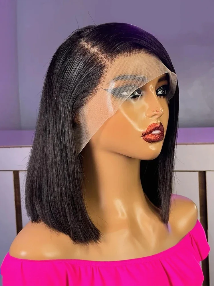 

Парик-боб из 100% натуральных волос, HD 13x6 13x4, прямой, с кружевной передней частью, 7x5, предварительно обрезанный кружевной край, готовый к использованию, без клея, для женщин