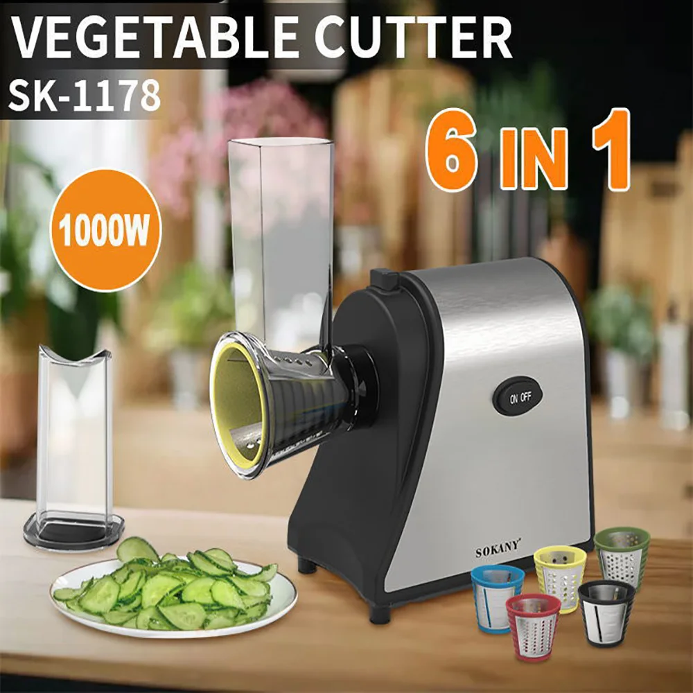 Vegetable Cutter 1000W Salad Shooter, Electric Vegetable Slicer Shredder Chopper with Attachments for Vegetables, and Cheeses