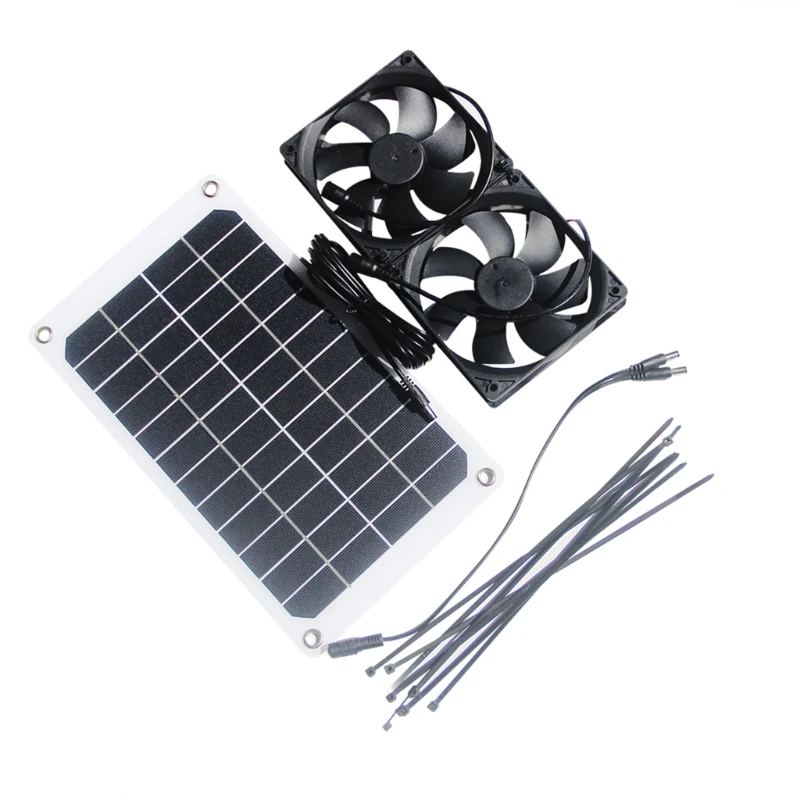 Versatile 10W Solar Panel Cooling Fan Combo for Cooling and Air Circulation in Backyard Coops, Greenhouses, and Sheds