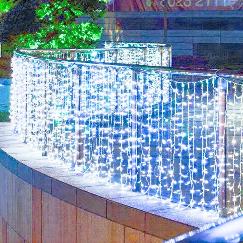 Holiday Icicle String Lights 3.2M 8 Modes Garden Yard Patio Window Roof Eaves Decor Warm White Multicolor Christmas Party Home