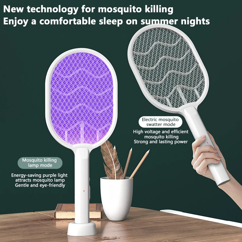 

Электрическая мухобойка с фиолетовым светом, ловушка для комаров, мухобойка для комаров 2 в 1, электрический шок, бытовой складной убийца комаров