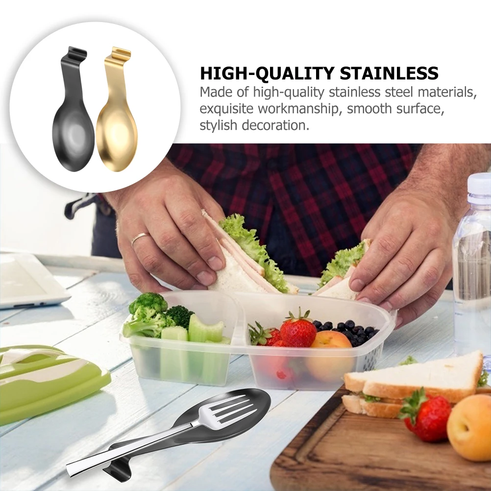 

2pcs Stainless Steel Spoon Tray Holder Kitchen Utensil Storage Rack Ladle Stand Rust-Resistant Wear-Resistant Smooth