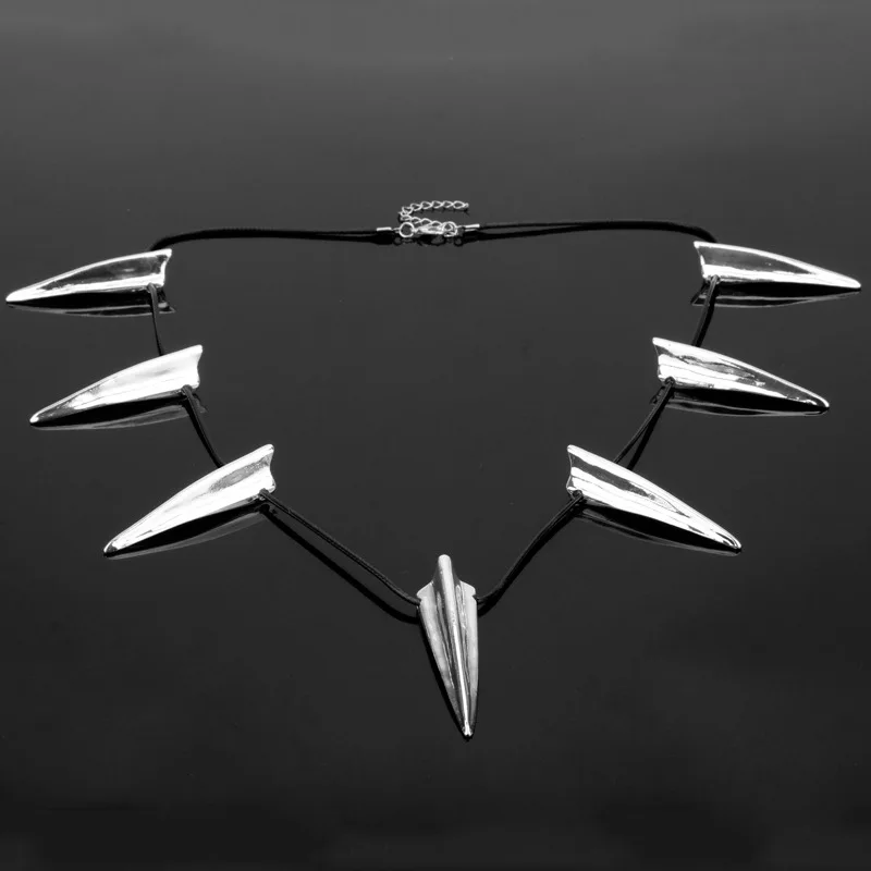 Película televisión periférico Animal BlackPanther Cosplay garra colgante negro plata Punk collar Wakanda 1:1 Prop joyería de tendencia
