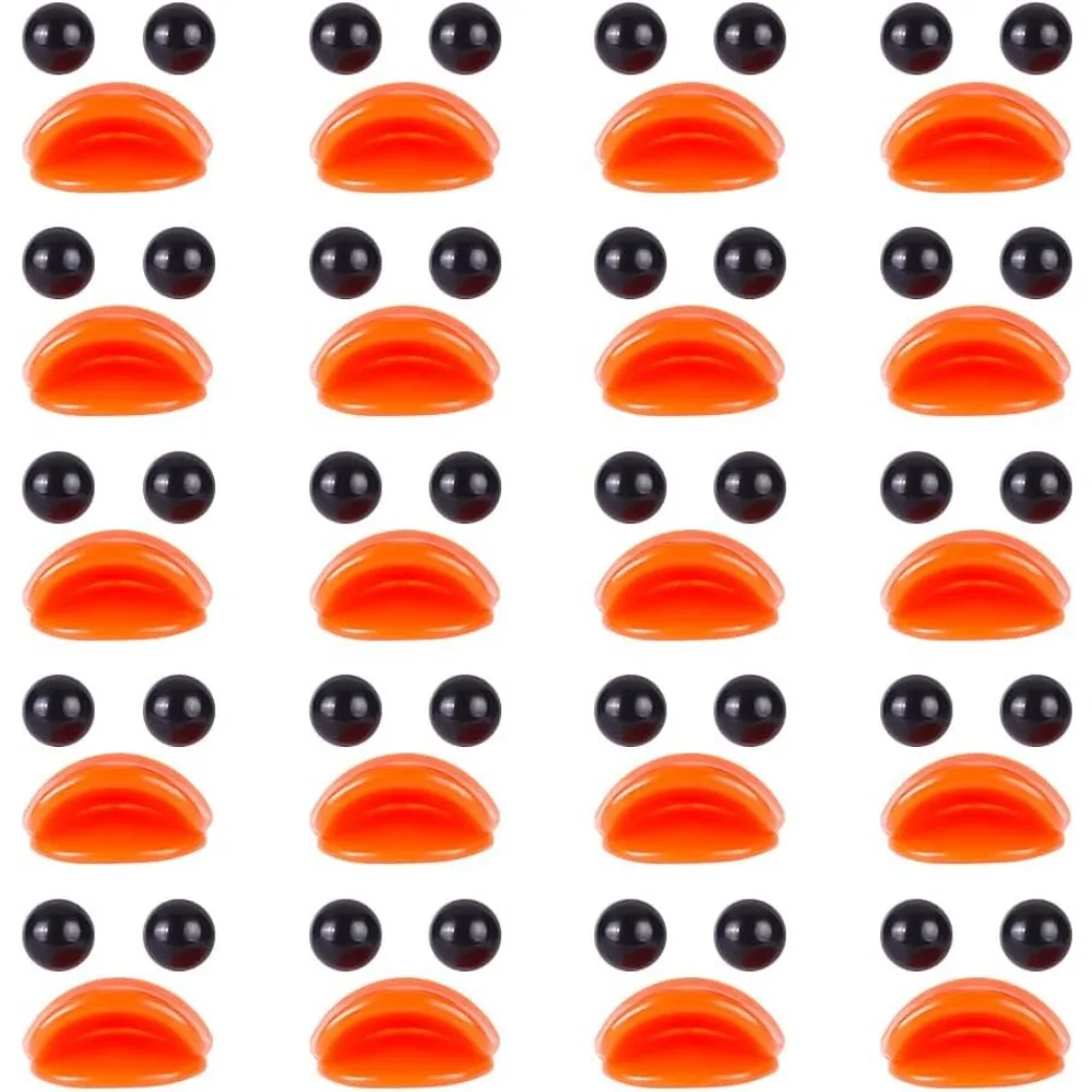 20 Packs Plastic Craft Eyes with Duck Mouth Set, Flat Round Craft Eyes and DIY Beak, Craft Duck Making Accessories, Orange