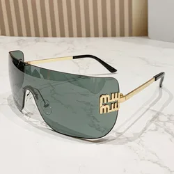 Luxury Metal Women's Rimless Sunglasses Vintage High Quality Decorative Sunglasses Travel Mountaineering Large Frame Sunglasses