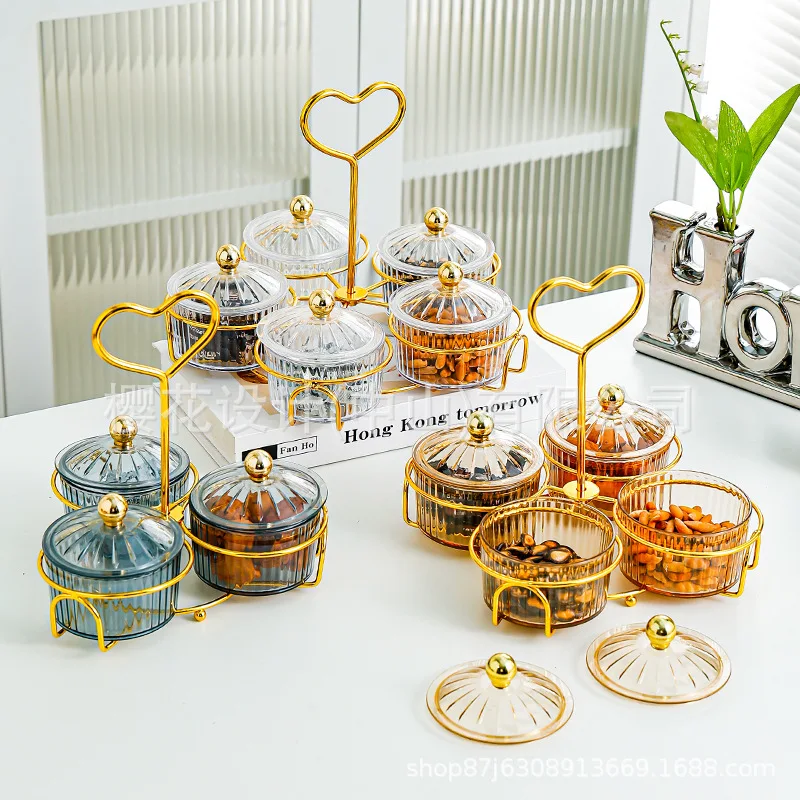 

Divided Creative Household New Year Snack Tray Dried Fruit Snack Plate Candy Dessert Solid-Colored Cover