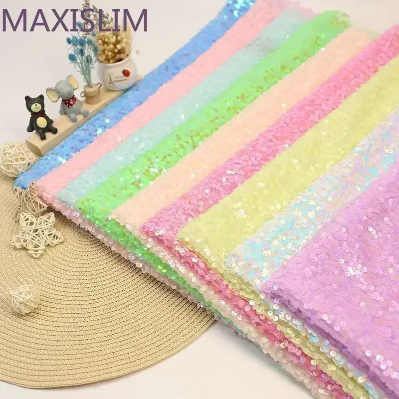 20 Colors DIY Sewing 5MM Symphony Mesh Sequin Fabric Tablecloth Stage Performance Dress Home Decoration Wide:125CM