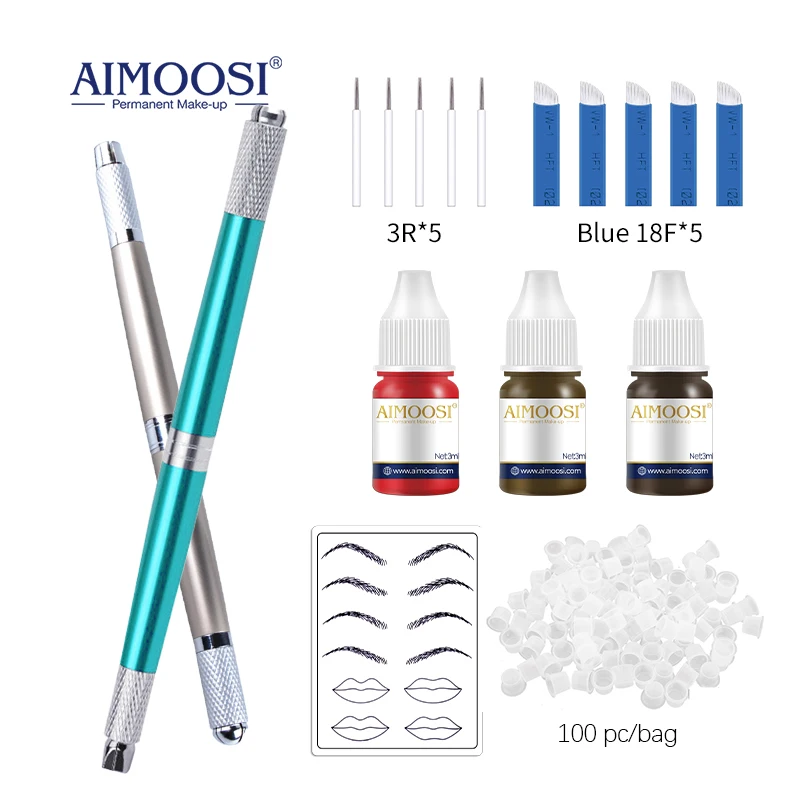 

Aimoosi Microblading Practice Manual Pen 3D Disposable Hand Tool For Eyebrow Lip Permanent Makeup 3 In 1 Pen beginner training