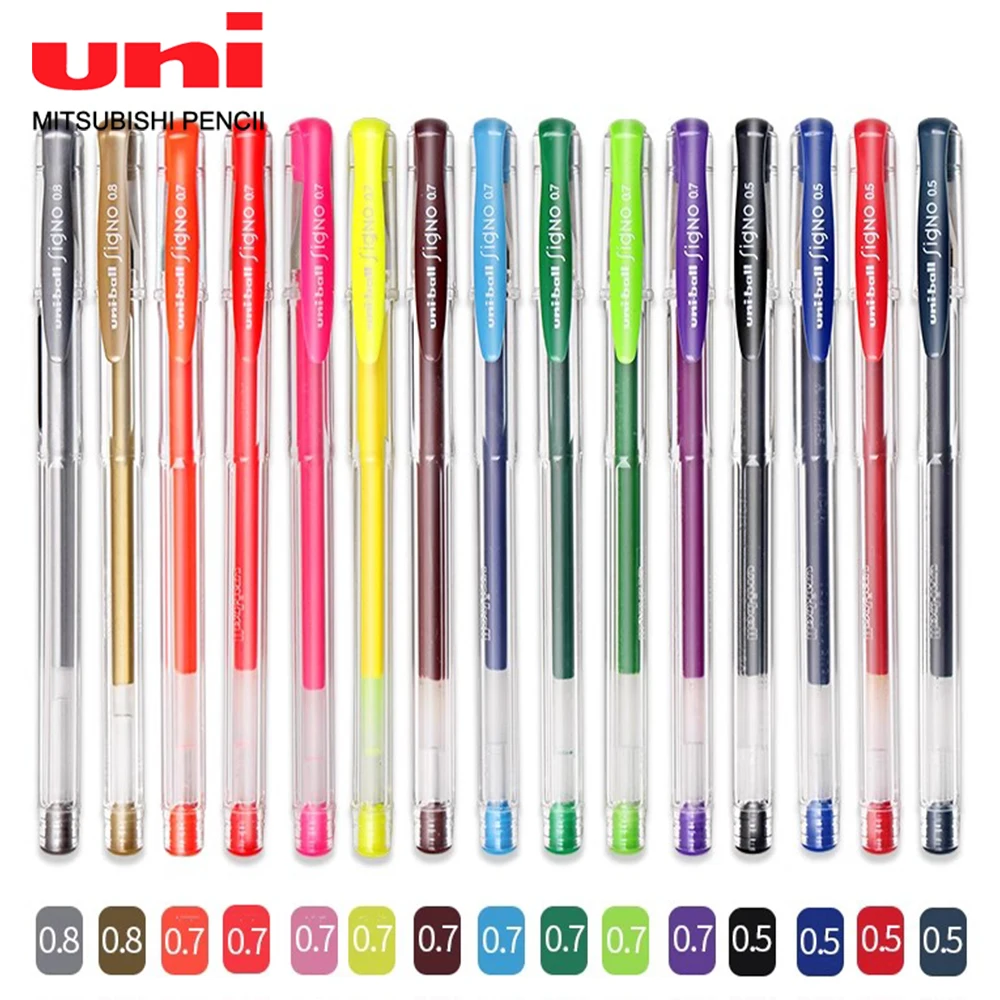 15 Color UNI Color Gel Pen Combination UM-100 Large Capacity Quick-drying Smooth 0.5/0.7/0.8mm School Supplies Office Stationery