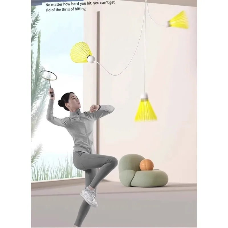 AEF6-Automatic Badminton Trainer With Rebound Suction Cup For Indoor Solo Practice - Lightweight & Portable
