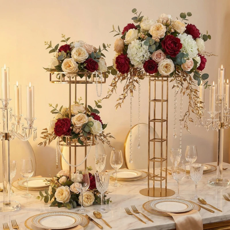 

4PCS Luxury Wedding Road Guide Flower Rack Main Table Centerpieces Bouquet Decoration for Outdoor Stage Event Party Decoration