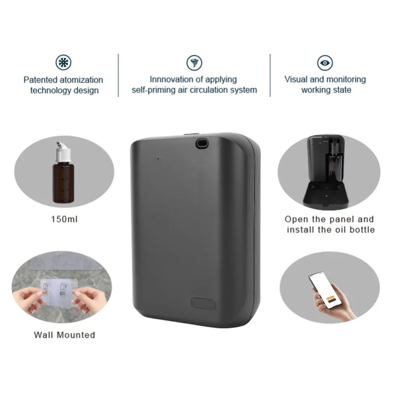 150ML Smart Scent Air Machine APP Control Silent Wall Mount Desktop Hotel Scent Diffuser Aromatherapy for 200㎡