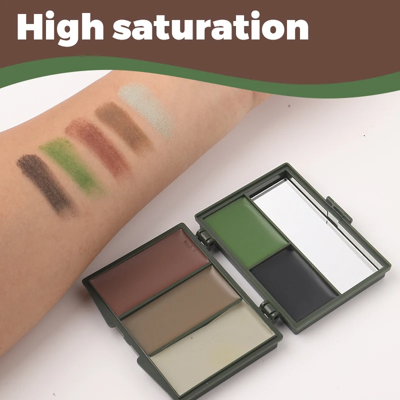 5-Farben-Camouflage, Gesichtsbemalung, Camouflage-Topcoat, Camouflage-Themenparty, Baseball, Fußball, Rollenspiel, echtes Camouflage-Make-up-Öl zum Camouflage und Mischen