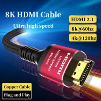 Long 8K HDMI 2.1 Cables, 48Gbps , High Speed Braided Cord-4K@120Hz 8K@60Hz, Compatible With Roku TV/PS5/PS4/HDTV/RTX 3080 3090