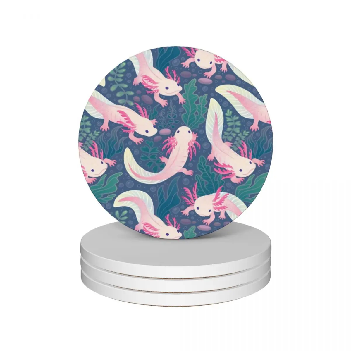 Axolotls Ceramic Coasters (Set of 4) cute kitchen cup set customized ceramic Coasters