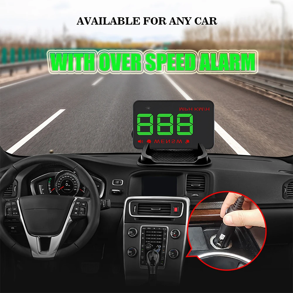 Universal GPS Car Speedometer LCD Digital HUD A5 Head up Display 3.5 inch Big Font Auto On-board Computer Meter Green /White