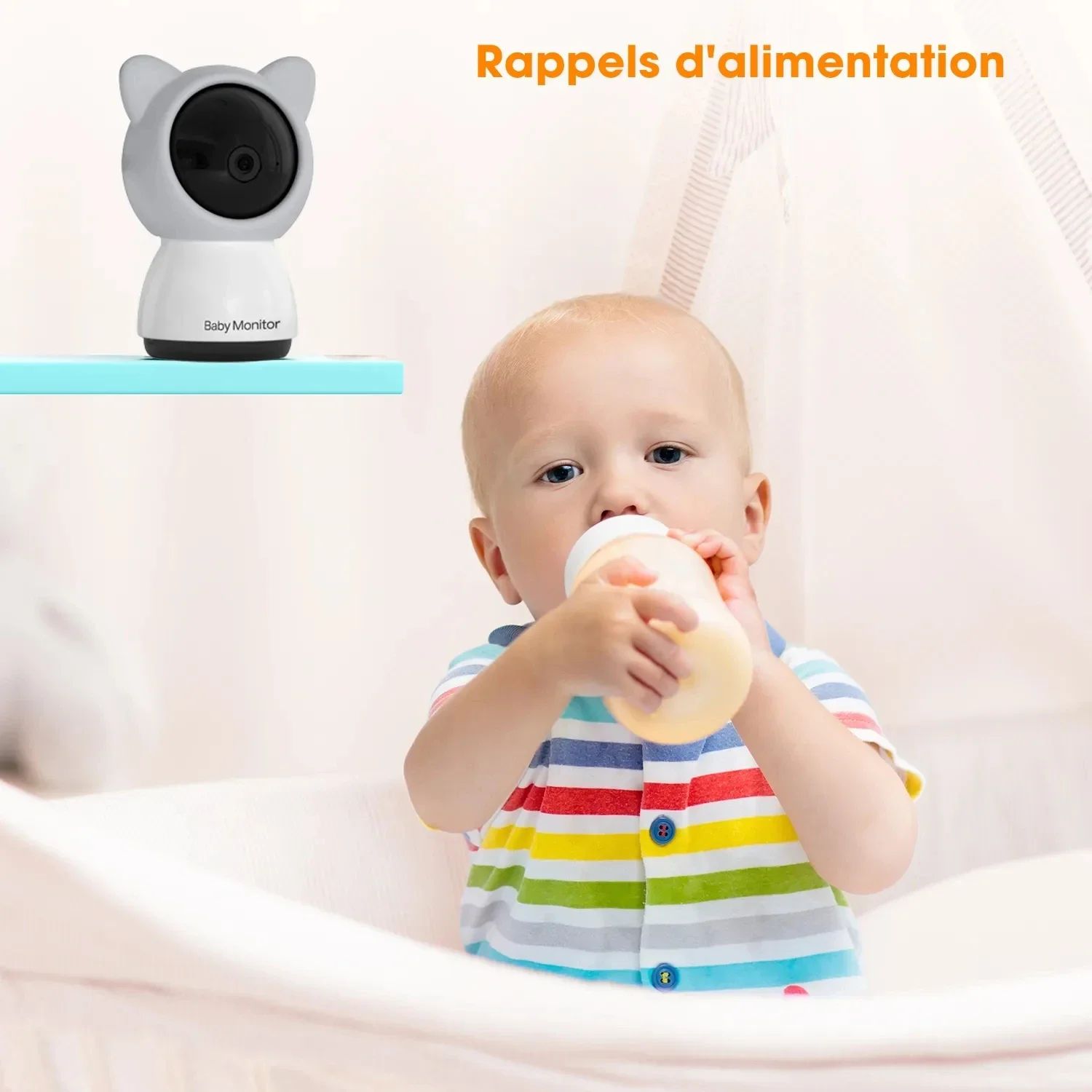 HD 5 Inch LCD Baby Monitor Two Way Talk PTZ Camera Remote Control And View Built-in Lullabies Temperature Test For New Born Baby