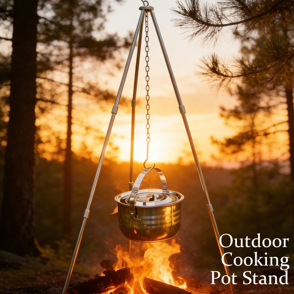 

Трехногая подставка для приготовления пищи на костре из алюминиевого сплава: устойчивая, компактная, легкая, удобная для переноски, для кемпинга, походов, пикников