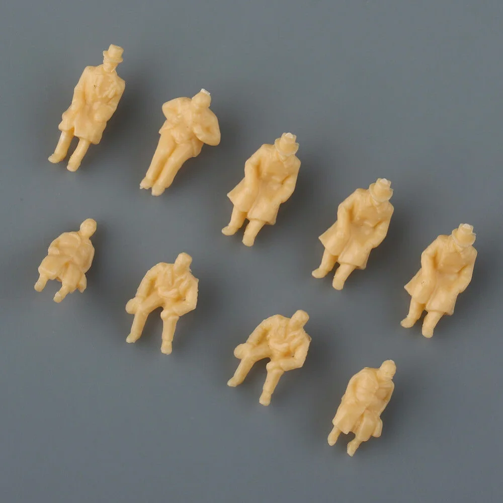 50pcs 1:87 Skin Color Seated Model Railway People 13mm Unpainted Train Scenery Layout High Quality