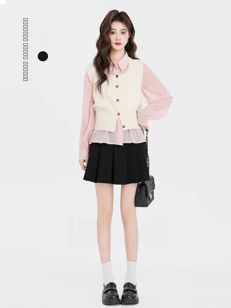 달콤한 프레피 스타일 니트 가디건 여성용 부드럽고 아늑한 봄 가을 신상 디자인 감성적인 스웨터 아우터웨어 탑