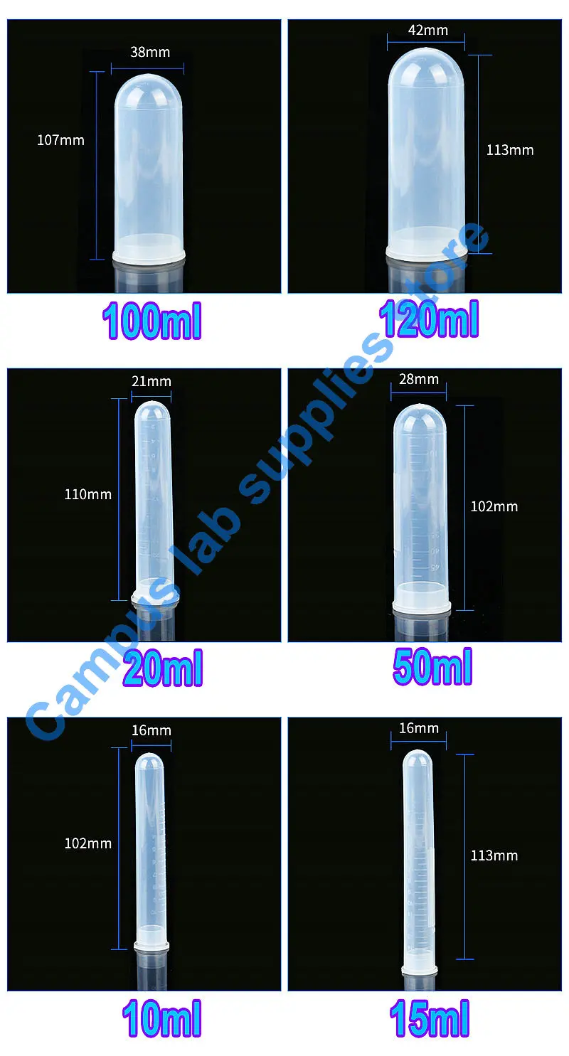 30pcs/50pcs/100pcs Lab Plastic Centrifuge Tube 10/15/20/50/100/120ml PP Tests Tube with Socket Cover