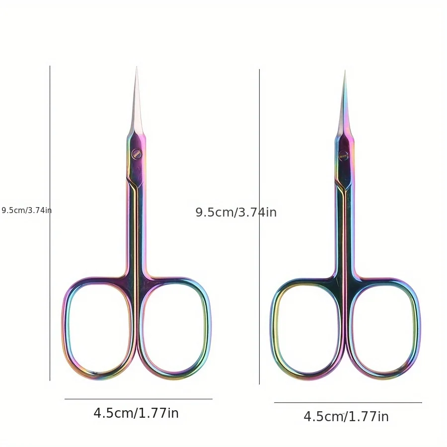 2pcs Multifunctional Titanium Coating Exfoliating Scissors for Eyebrows & Lashes - Ultra-Thin Curved Blades,Dry Light Beige
