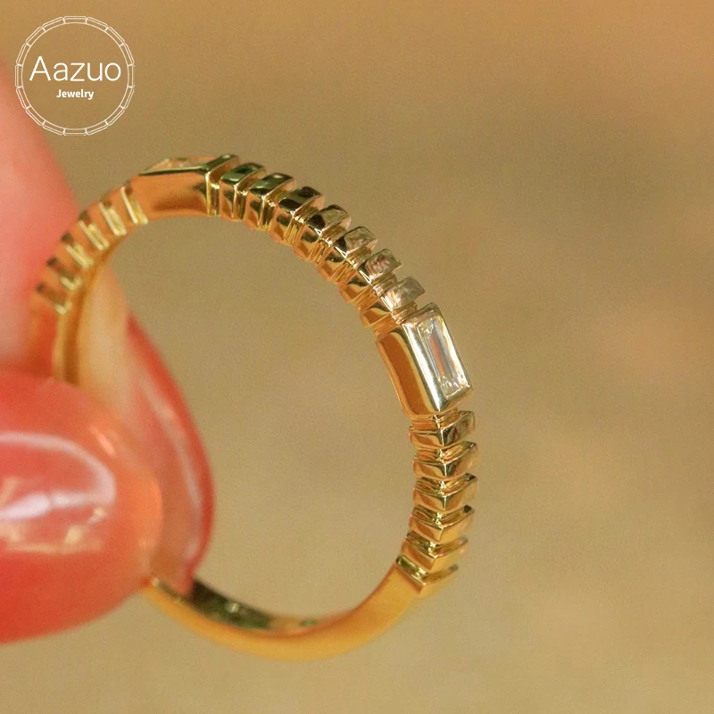 

Aazuo горячая Распродажа Fine Jewelry 18K Solid Gold Yellow Gold настоящие природные алмазы 0.10ct кольцо с линиями подарок для женщин