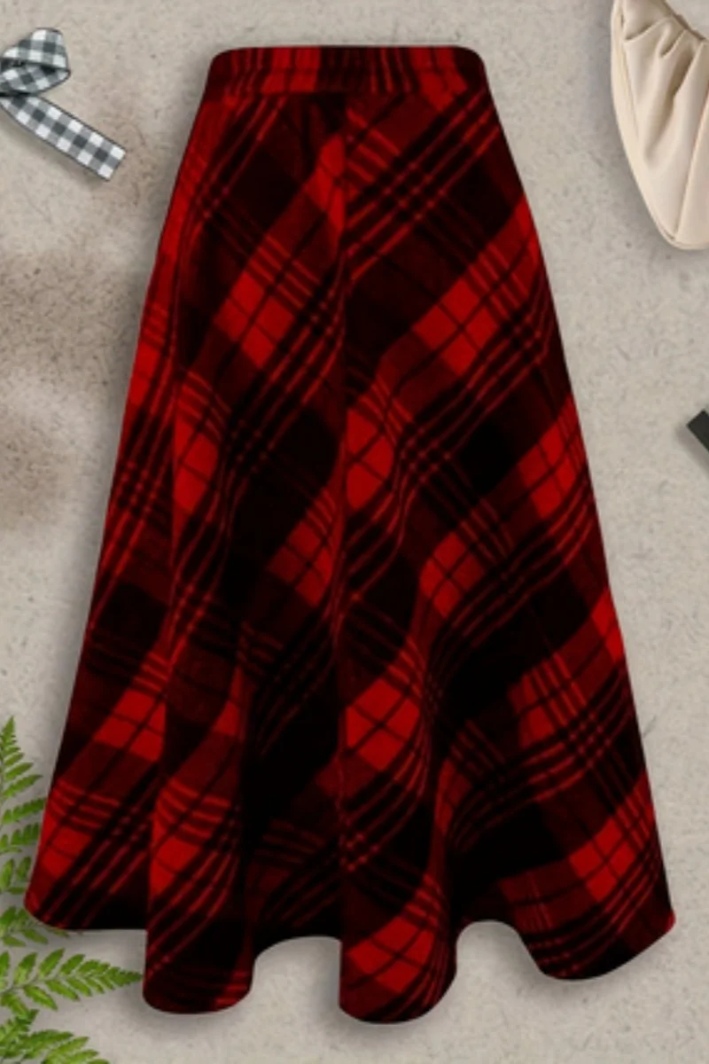 Women's plaid skirt fashion A-line autumn and winter high waisted plaid skirt