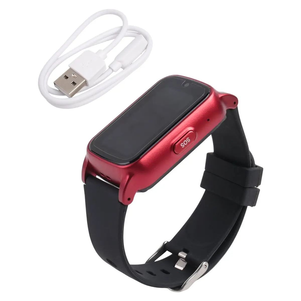 DT60 4G Elderly Smart Watch with GPS,SOS,Fall Detection Emergency Support,AI Health Monitoring for Elderly Red A